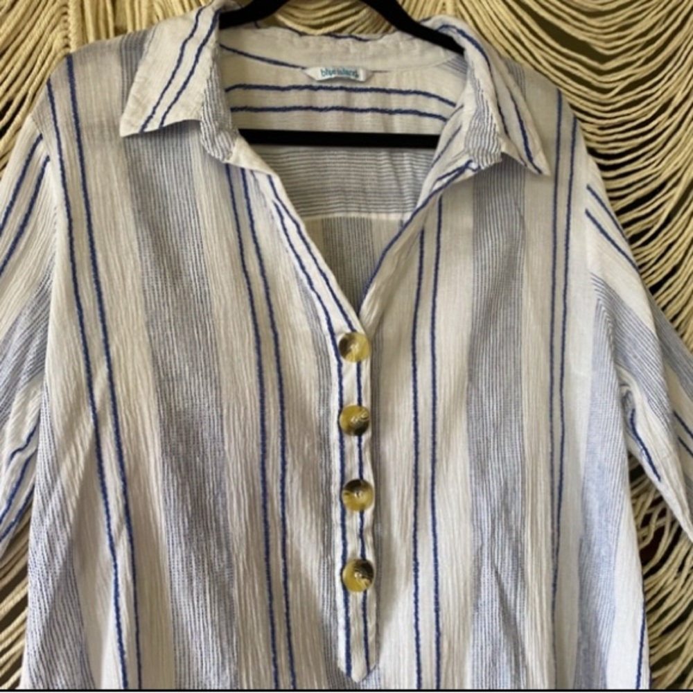 Blue Island 100% Cotton Embroidered Beach Tunic Swim Cover M - Picture 10 of 13